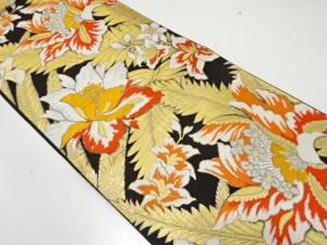 アンティーク　洋花模様織り出し袋帯（着用可）